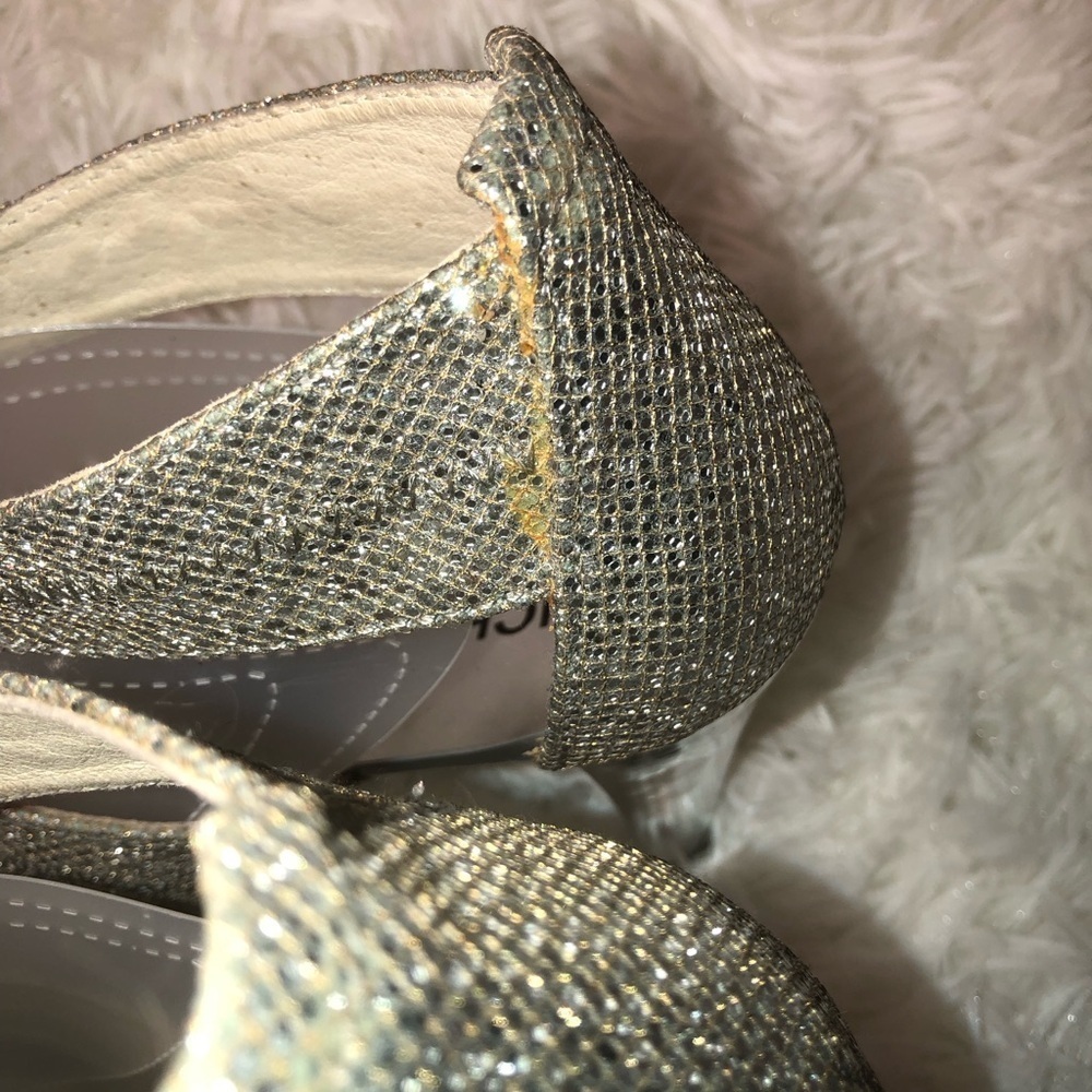Michael Kors Silver Glitter High Heel Sandals - Picture 11 of 16